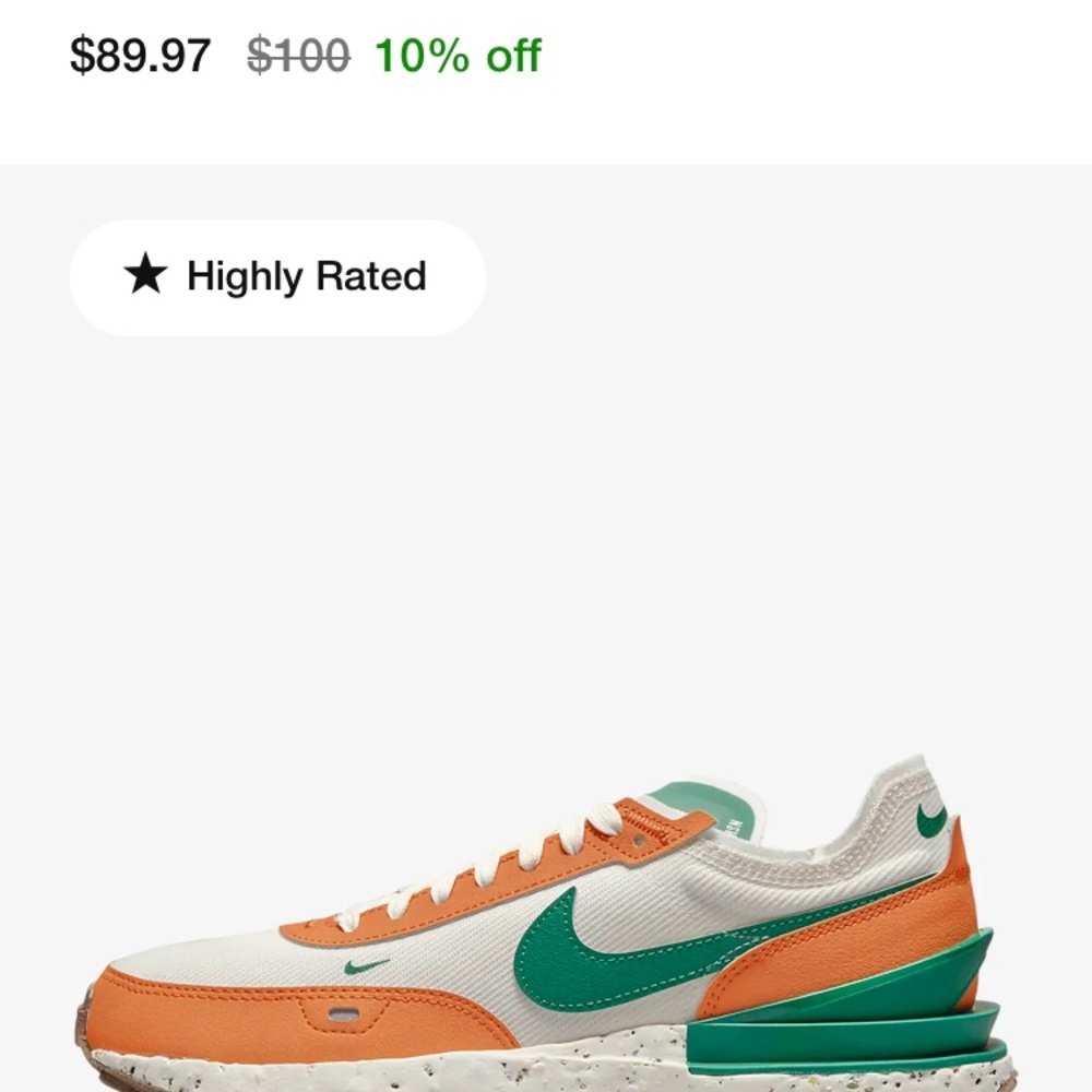 Nike waffle orange green white